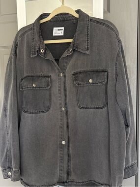 Ci Sono Washed Charcoal Gray Jean Jacket